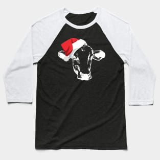 Cow Reindeer Hat Santa Funny Cow Christmas Baseball T-Shirt